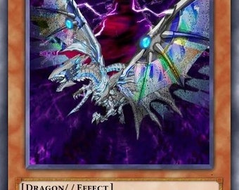 May include: A blue-eyed white dragon card with a purple background. The card is titled "Blue-Eyes Dragon of Dimension" and features the text "the scarecrow frakkio". The card is a "Dragon/Effect" card with an attack power of 3000 and a defense power of 2000.