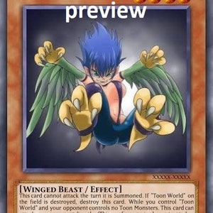 Toon Harpie Lady 3 orica custom card  obelisk tormentor winged dragon of ra egyptian gods god altered