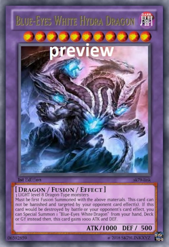 Blue-eyes White Hydra Dragon Orica Custom Card Obelisk Tormentor Winged  Dragon of Ra Egyptian Gods God Altered - Etsy