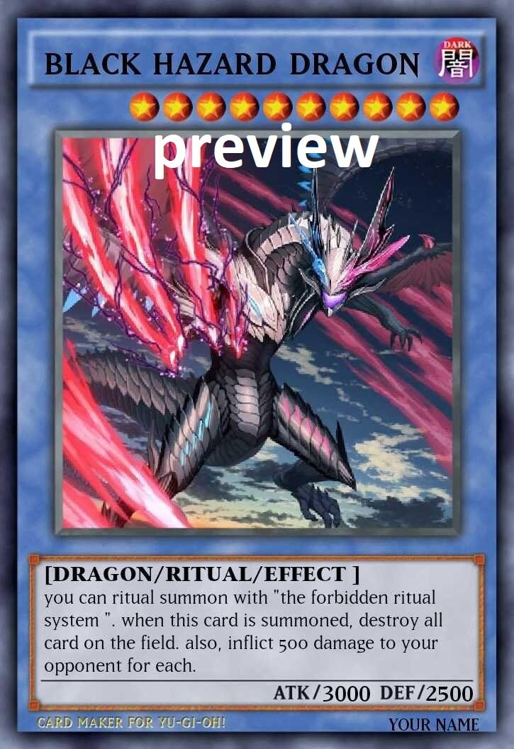 Black Hazard Dragon orica custom card  obelisk tormentor winged dragon of ra egyptian gods god altered