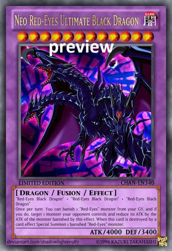 Neo Redeyes Ultimate Black Dragon Orica Custom Card Obelisk Etsy Norway