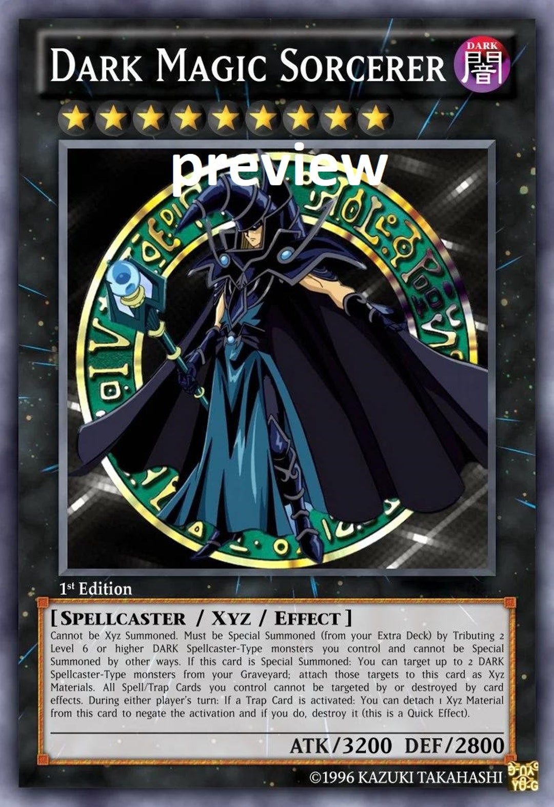 sorcerer of dark magic yugioh card Dark Magic Sorcerer Orica Custom Card Obelisk Tormentor Winged Dragon of Ra  Egyptian Gods God Altered