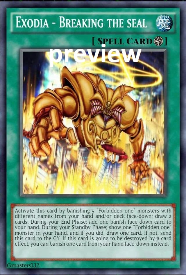 yugioh fake exodia card the Forbidden Toon Custom Orica  RushforTacos Custom Cards Exodia - Breaking the Seal