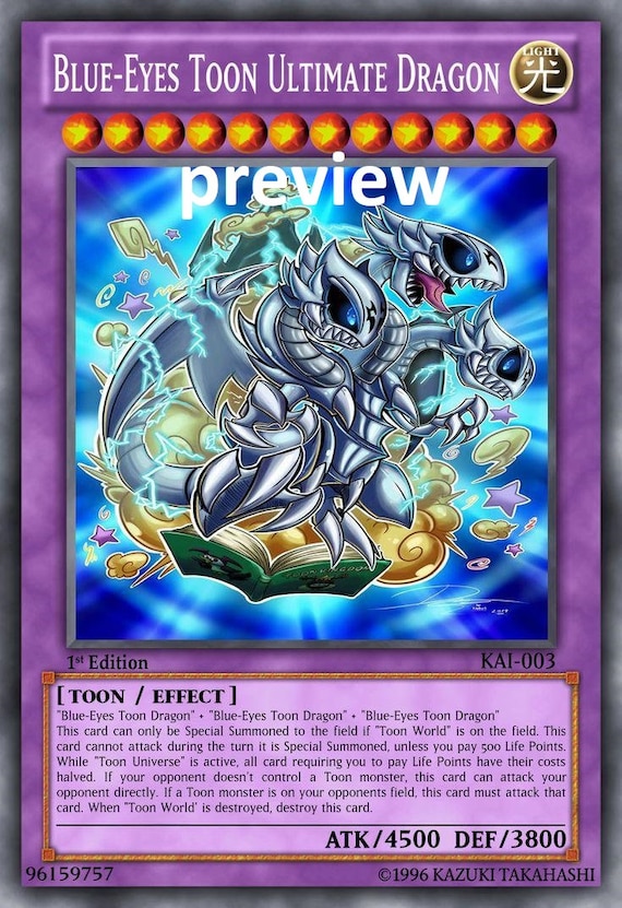 Blueeyes Toon Ultimate Dragon Orica Custom Card Obelisk Etsy