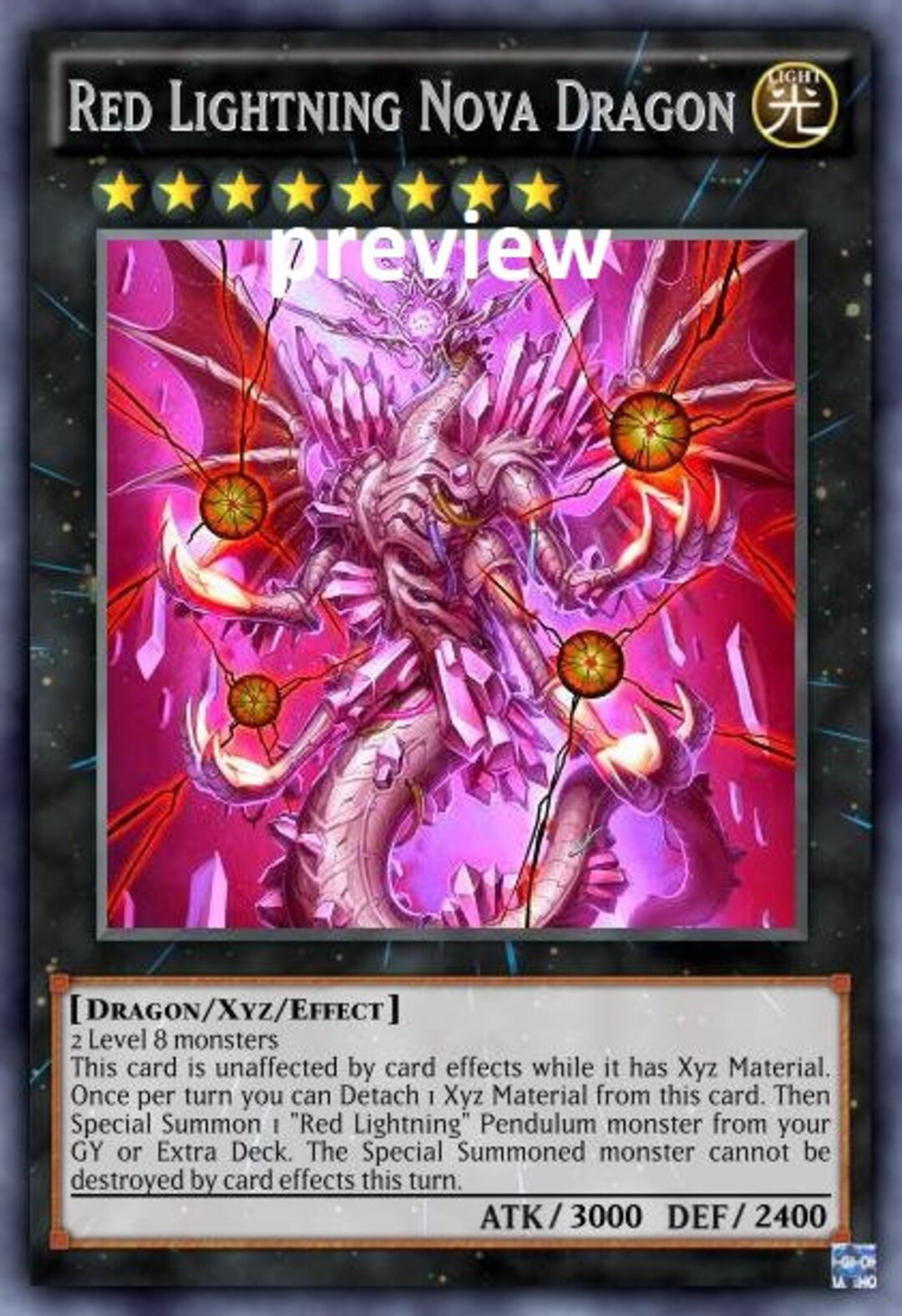 Red Lightning Nova Dragon Orica Custom Card Obelisk