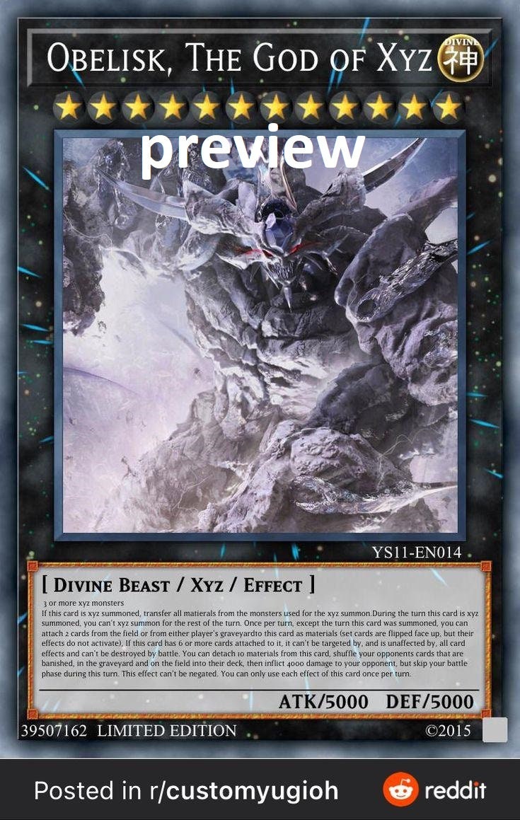 Obelisk the God of XYZ Orica Custom Card Obelisk Tormentor Winged