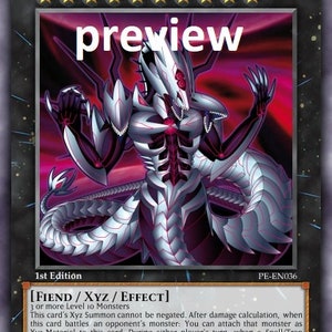 May include: A trading card for the "Number 0: Divine Scourge Pandora" monster from the Yu-Gi-Oh! Trading Card Game. The card is a dark fiend-type XYZ monster with an attack power of 5000 and a defense power of 4000. The card art features a white and red dragon-like creature with a menacing expression.
