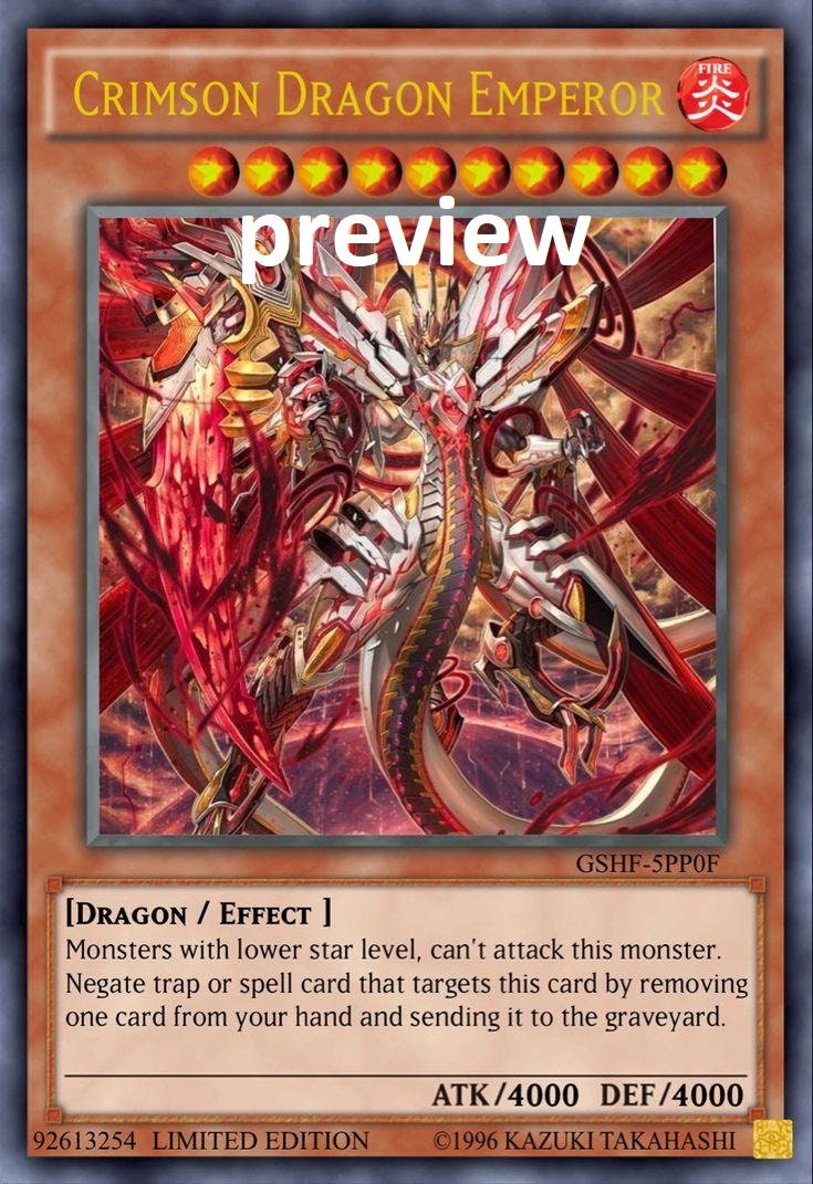 Crimson Dragon Emperor orica custom card obelisk tormentor winged dragon of ra egyptian gods god altered
