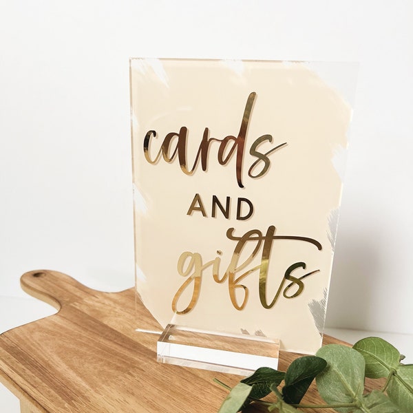 cards and gifts sign | acrylic cards and gifts tabletop sign | table sign | favors sign | wedding | baby shower | bridal shower | modern