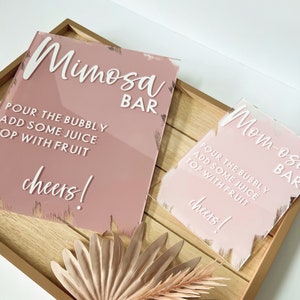 acrylic mimosa bar sign | bridal shower brunch | bubbly | baby shower momosa tabletop sign | custom decor | painted bar sign | champagne