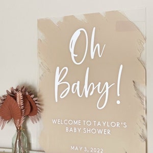 acrylic baby shower sign | oh baby sign | custom baby shower welcome sign | boho neutral baby shower | personalized baby shower decorations