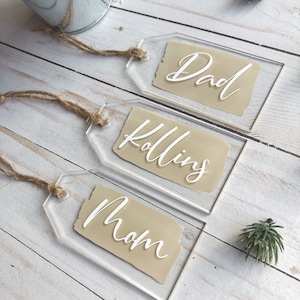 stocking tag | acrylic stocking tag | painted acrylic stocking tag | custom stocking tag | personalized christmas stocking tag | name tag