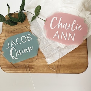custom acrylic name cake topper | personalized baby name cake topper | baby shower cake topper | birthday name cake topper | painted | gold