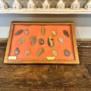 Vintage arrowhead display case - knives or blades from Missouri Archaic Period