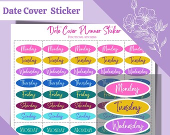 Date Cover Printable Cover Sticker, Printable Date Cover Planner Sticker, Date Cover Printable Stickers, Digital Stickers, Activity Stickers