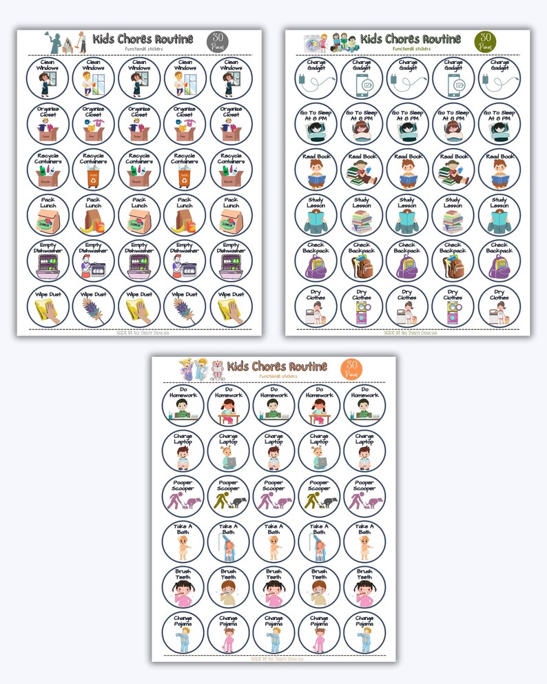 Kids Task And Sticker Kids Chores Fun Stickers, DIY Printable Kids Chores Stickers, Printable ...