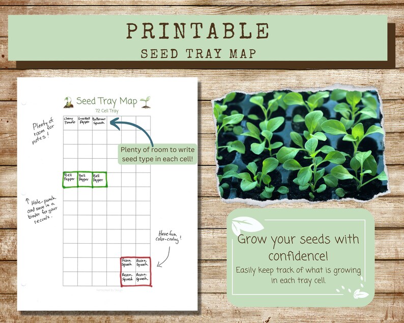 Printable Seed Tray Map 72 Cell Grid Layout, Seed Starting Tray Cell