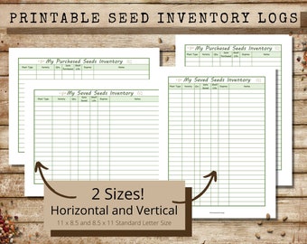 Printable Seed Inventory Logs, Seed Saving, Seed Inventory Worksheets