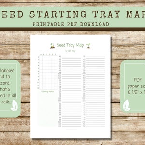 Druckbare Seed Tray Map 72 Zellen Gitter-Layout mit Etiketten, Samen Start Tray Zellenlayout, Samenvermehrung Starter Tray Fill-in Map
