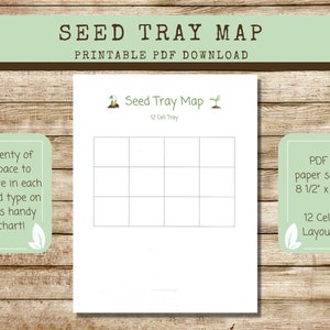Druckbare Seed Tray Map 12 Cell Grid Layout, Seed Start Tray Cell Layout, Samenvermehrung Starter Tray Map