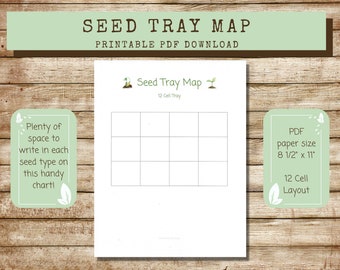 Printable Seed Tray Map 12 cell grid layout, seed starting tray cell layout, seed propagation starter tray map