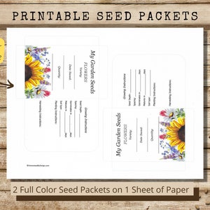 Printable Flower Seed Packet, Garden Flower Seed Envelope, DIY Seed Envelope, Seed Saving Envelope, Printable Seed Envelope, Flower Seeds