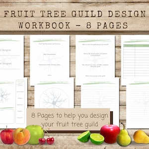 Printable Fruit Tree Guild Design Workbook, Permaculture Tree Guild design Sheets, Orchard and Fruit Tree Planner, Permaculture Planner