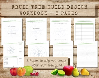 Printable Fruit Tree Guild Design Workbook, Permaculture Tree Guild design Sheets, Orchard and Fruit Tree Planner, Permaculture Planner