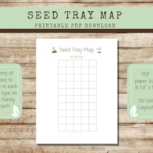 Druckbare Seed Tray Map 50 Cell Grid Layout, Seed Start Tray Cell Layout, Samenvermehrung Starter Tray Map