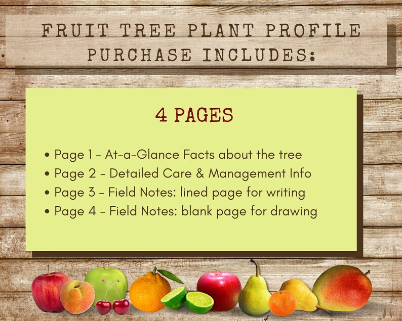 Printable Fruit Tree Plant Profile for Permaculture and Home Orchard