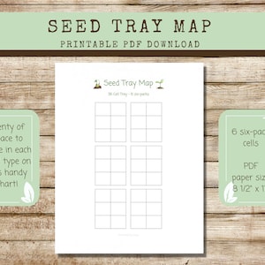 Druckbare Seed Tray Map 36 Cell Grid Layout, Seed Start Tray Cell Layout, Samenvermehrung Starter Tray Map