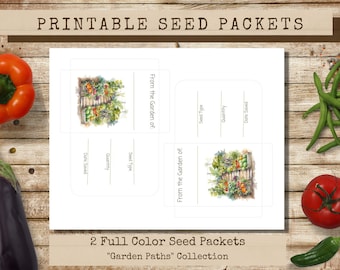 Printable Cottage Garden Seed Packets, Vegetable Seed Envelopes, Seed Saving Packets, DIY Envelopes, envelope template, Garden Path 3