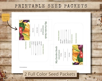 Printable Vegetable Garden Seed Packets, Vegetable Seed Envelopes, Seed Saving Envelopes, Heirloom Seed Packets, DIY Envelopes