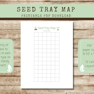 Druckbare Seed Tray Map 72 Cell Grid Layout, Seed Start Tray Cell Layout, Samenvermehrung Starter Tray Map