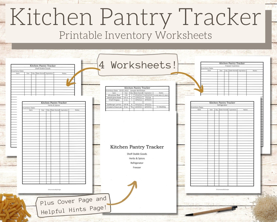 Kitchen Pantry Tracker, Kitchen Inventory, Minimalist Kitchen Inventory