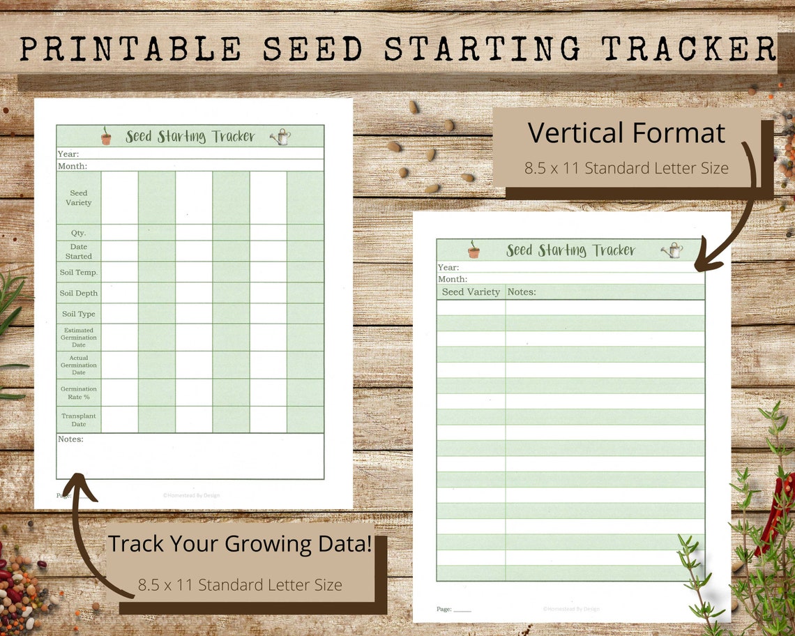 Printable Seed Starting Tracker Sheets Etsy
