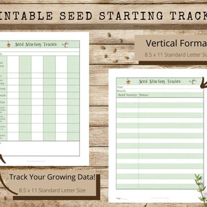 Printable Seed Starting Tracker Sheets - Etsy