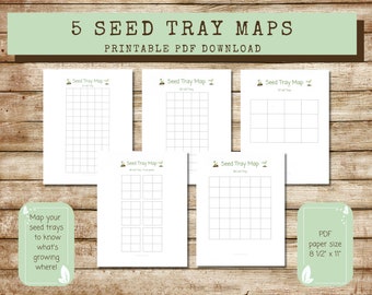 Printable Seed Tray Maps - 5 different grid layouts to choose from, seed starting tray cell layouts, seed propagation starter tray maps