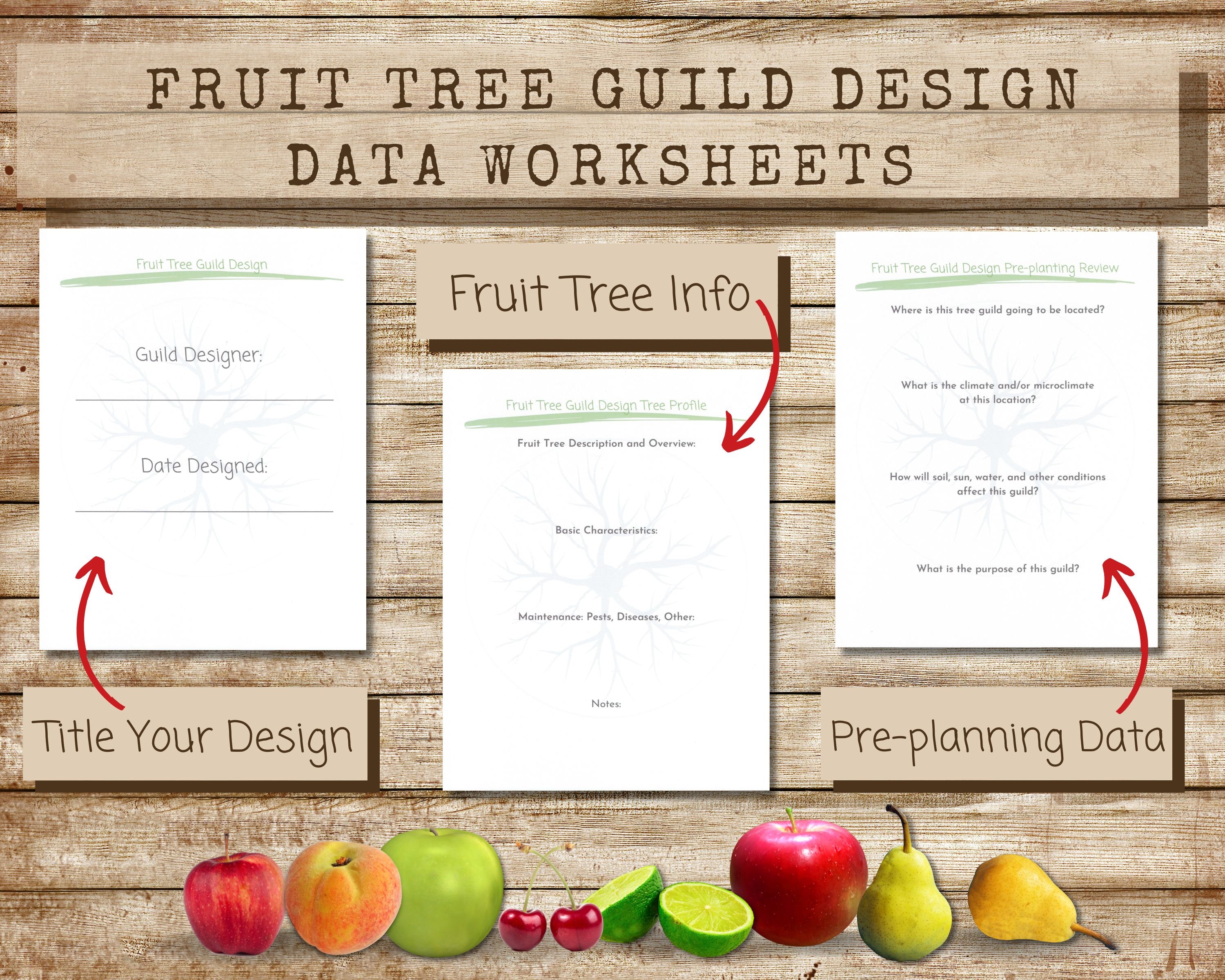 Printable Fruit Tree Guild Design Workbook, Permaculture Tree Guild