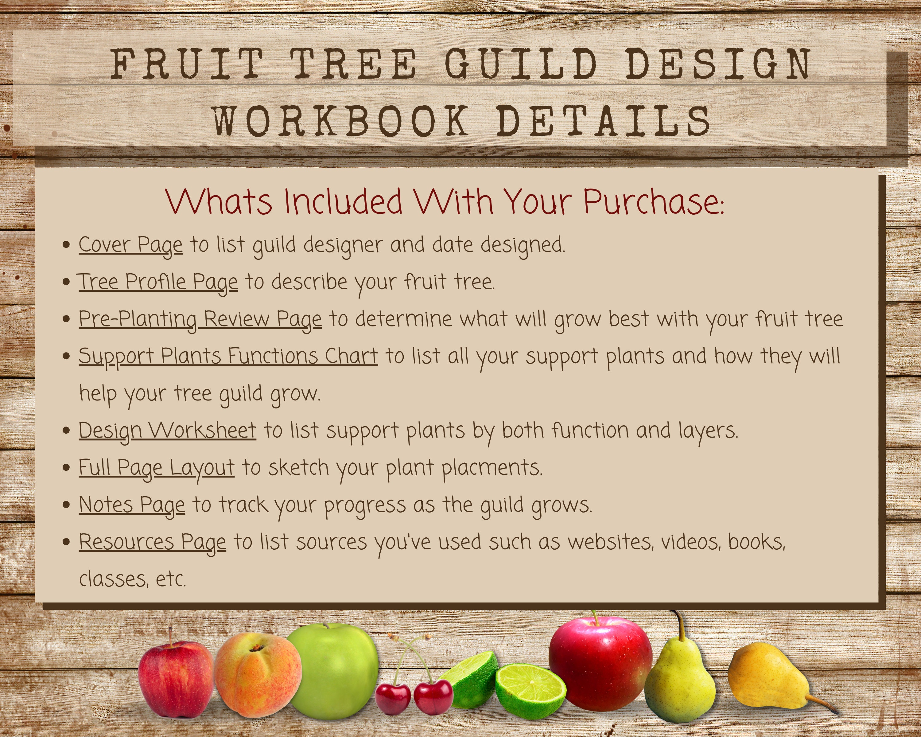 Printable Fruit Tree Guild Design Workbook, Permaculture Tree Guild
