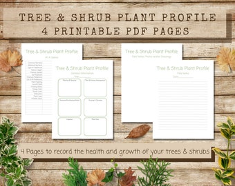 Printable Tree and Shrub Plant Profile for Permaculture and Home Gardener, Plant I.D. Card, plant guide, tree data sheet, plant fact sheet
