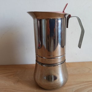 Juanita, stovetop moka pot,  Italian espresso maker, stainless steel coffee pot, inoxriv, 1990s