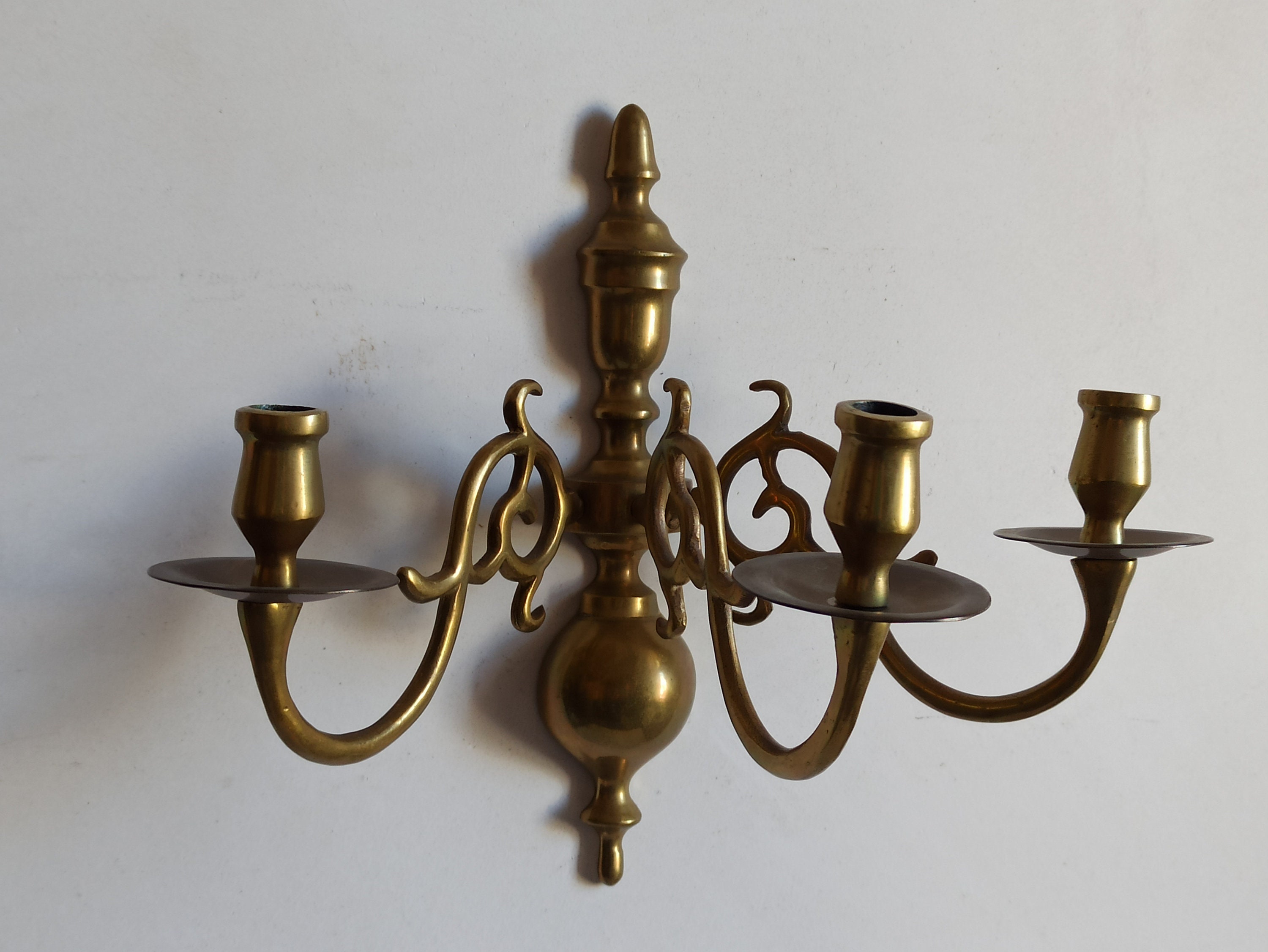 Beautiful Brass Wall Candlestick Holder 1960s 3 Armed Candle Etsy