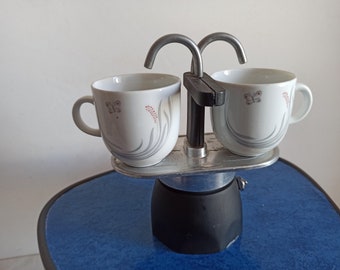 Bialetti two-cup stovetop moka pot, vintage Italian espressomaker, 1980s