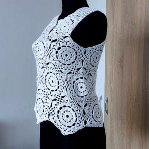 White blouse, сrochet top, сotton top, summer blouse