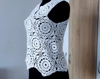 Crochet Cotton Blouse: Handmade White Summer Top