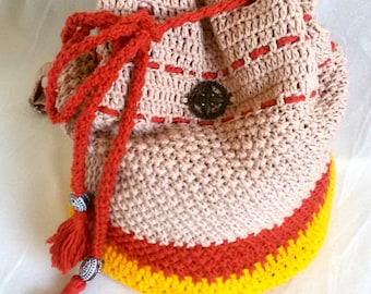 Crochet Cotton Backpack: Multicolored Summer Bag