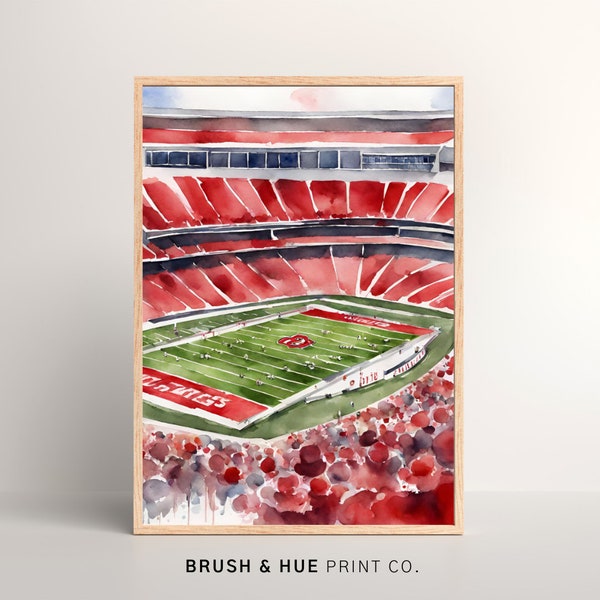 Printable The Ohio State Buckeyes The Shoe Stadium Watercolor Wall Art | Football Sports Wall Decor | Digital Download