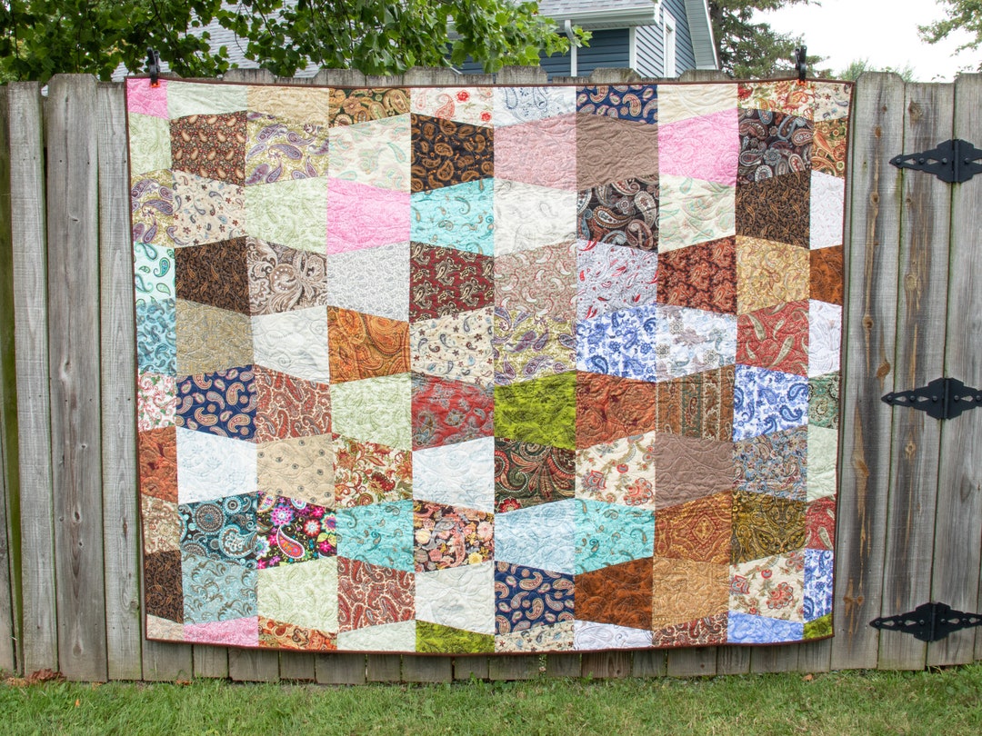 Large Paisley Quilt, House Warming Gift for Her, Paisley Bedding Scrap