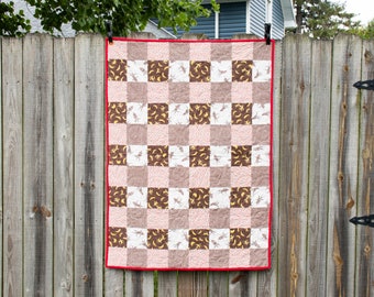 Sock Monkey Baby Flannel Quilt, Monkey Quilt with Dancing Sock Monkey, Flannel Small Quilt, Monkey Quilt, Quilted Flannel Blanket, Lap Quilt